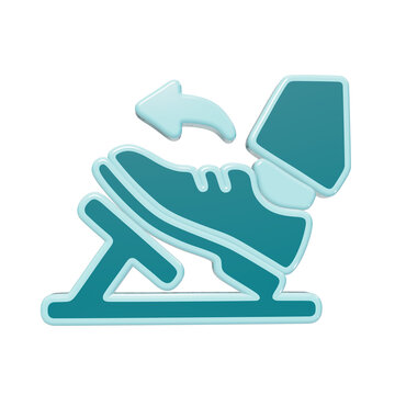 3D icon of a foot pressing down on a car accelerator pedal with a directional arrow indicating motion isolated on a transparent background