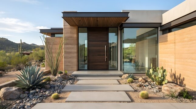 Modern Desert Home Entrance Exterior