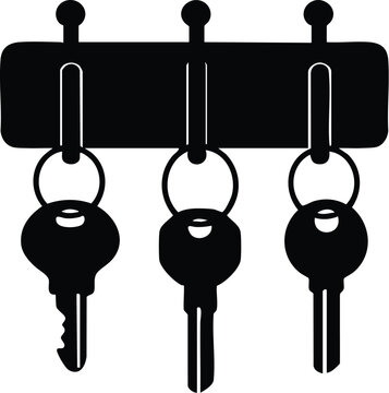 Key holder rack with hanging house keys for home security and organization design assets.
