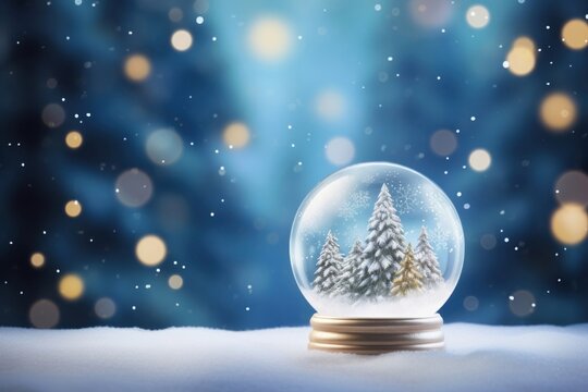 Empty glass snow globe christmas nature light.