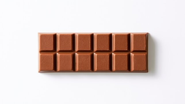 A rectangular milk chocolate bar, segmented into twelve bite-sized squares
