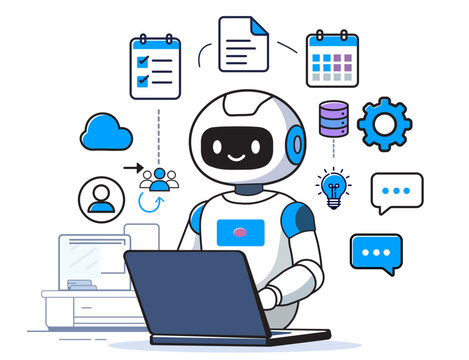 AI Business Assistant and Automation Concept Vector Illustration