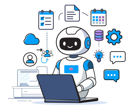 AI Business Assistant and Automation Concept Vector Illustration
