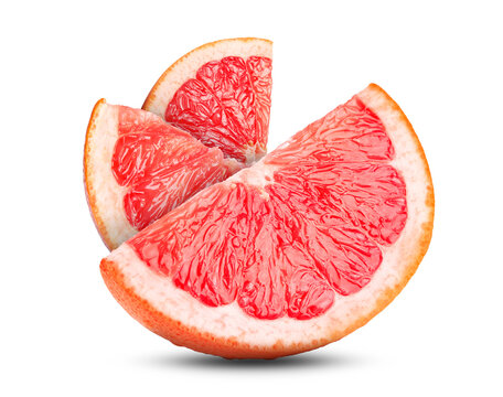Fresh juicy grapefruit wedges isolated on white