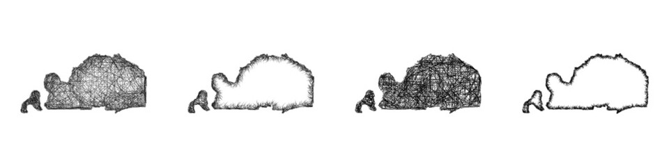 Fototapeta premium Sketch black and white Tipton, Tennessee outline map design set