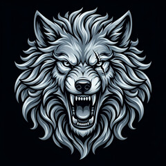 Fototapeta premium Aggressive Silver Wolf Head Mascot Illustration