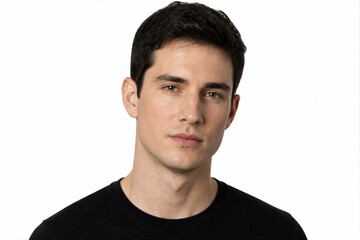 Fototapeta premium Young man posing neutral expression in studio portrait