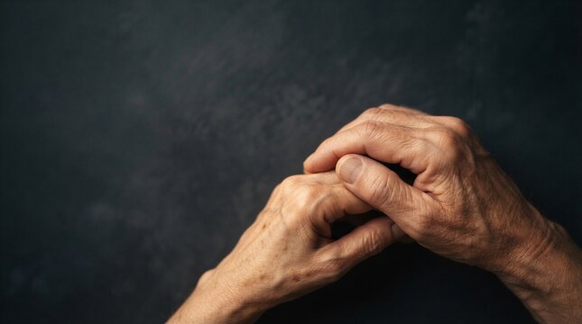 Classic Hands Resting On A Dark Surface, Symbolizing Contemplation And Reflection.