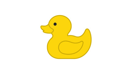 Fototapeta premium Rubber duck icon isolated on a clean white background illustrating a classic yellow toy.
