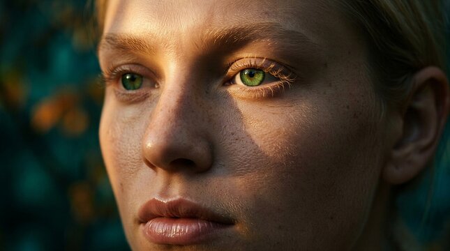 Intense Gaze Of A Young Woman Highlighting Natural Beauty And Strength