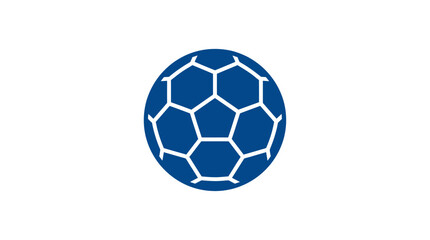 Fototapeta premium Blue soccer ball icon featuring a white pattern symbolizing sport and athletic competition.