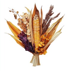 Obraz premium Flower Collage autumn corn flowers dried arrangement.