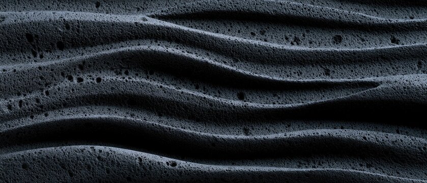 Dark, textured, wavy surface with small pores and subtle highlights