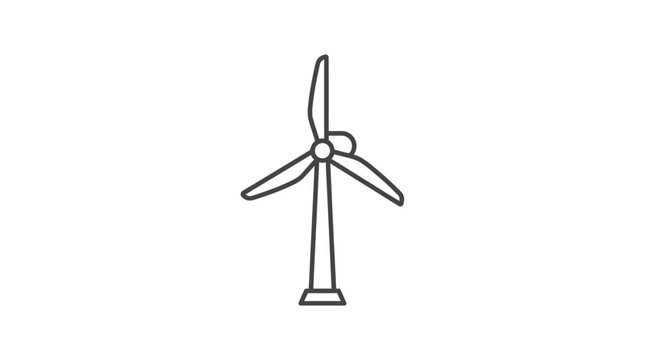 Windmill line icon presents a simple power generator outline with a nacelle box.