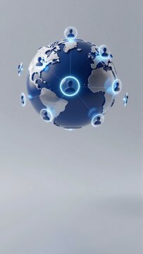 digital illustration globe blue background globe center surrounded network interconnected lines dots lines connected creating network like effect dots different sizes shapes representing different