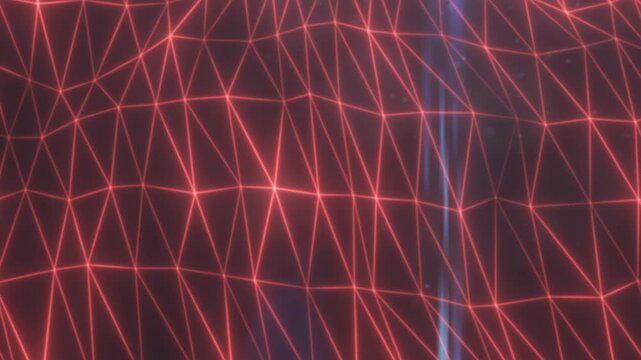 Abstract red polygonal wireframe mesh with glowing connected lines