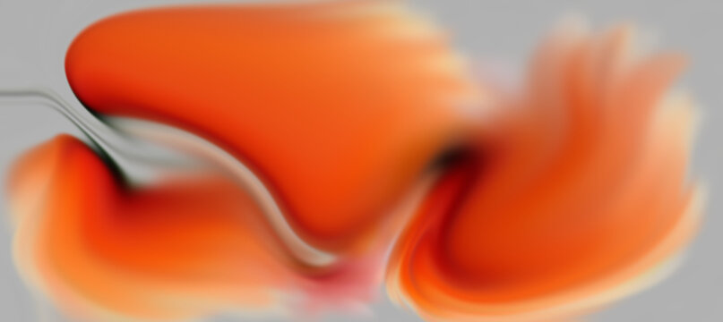 Abstract fluid shapes with vibrant orange gradients on a grey background