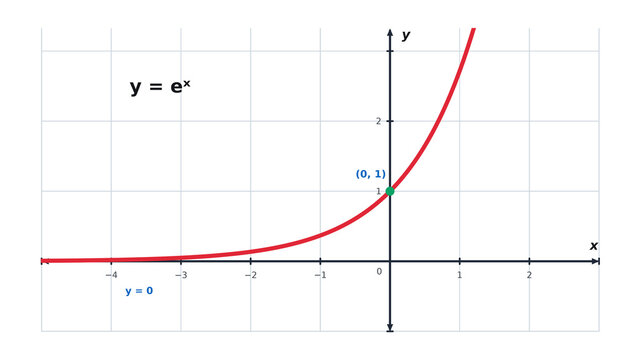 Exponential Growth Function Graph y equals e to the Power x