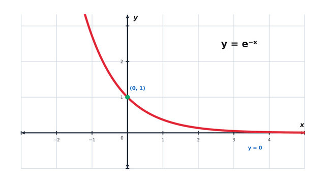 Exponential Decay Function Graph y equals e to the Power minus x