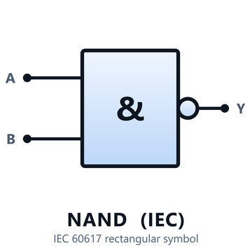IEC 60617 NAND gate logic symbol, digital electronics circuit diagram icon on transparent background
