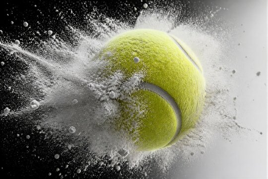 Tennis ball exploding into powder mid air in motion study