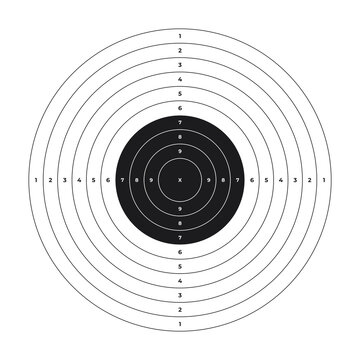 Bulls eye shooting target with number