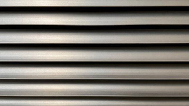 Horizontal metallic blinds, creating a textured, linear abstract pattern