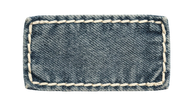 Blank blue denim jeans patch isolated on transparent background