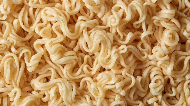 Close up of dry instant ramen noodles texture