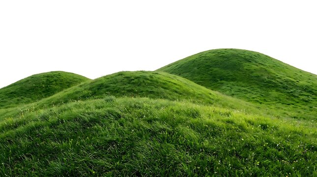 Green rolling hills with fresh grass in a peaceful landscape
