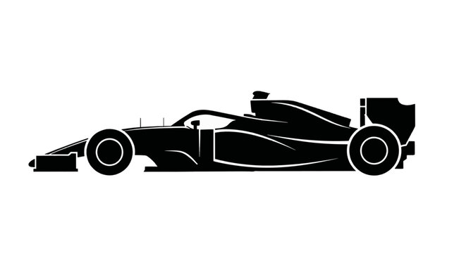 Vector illustration of formula racing car silhouette on on a transparent background