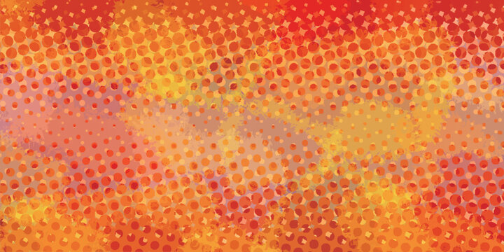Vibrant Abstract Halftone Orange Watercolor Texture Background