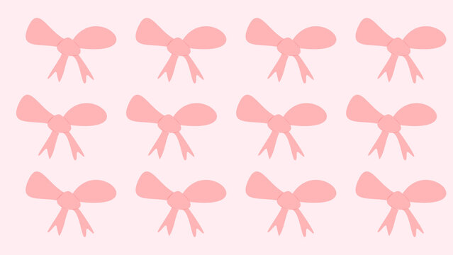 Pattern of Cute Pink Bows on Light Pink Background