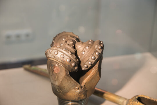 Detail of the cutting cones from an oil rig drill bit