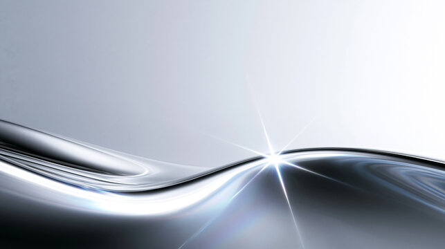 Abstract Liquid Chrome Wave Background with Light Flare