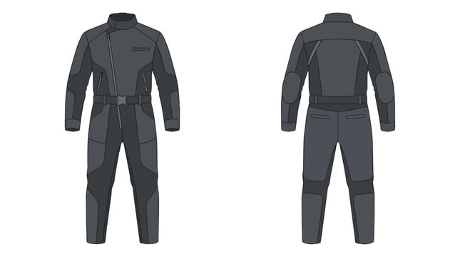Professional Motorcycle Racing Suit Front and Back View One Piece Leather Biker Gear Protective Clothing