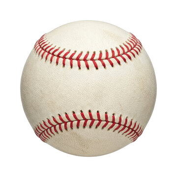 Classic leather baseball ball with red stitching isolated on transparent background style