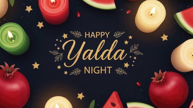 A seamless pattern happy yalda night celebration with candles and pomegranates