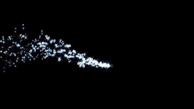 Magic glitter sparkle line trail transition, 2d glitter stars line animation, twinkling star light particles, golden glowing starlight glitter sparkle path white twinkling stars line, on black screen