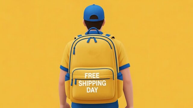A seamless pattern delivery person with free shipping day backpack