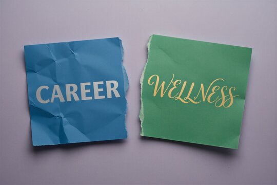 Contemplating work-life balance with contrasting notes on career and wellness, symbolizing mental health journey.