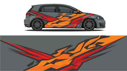 Fototapeta premium Car with fiery flame wrap design