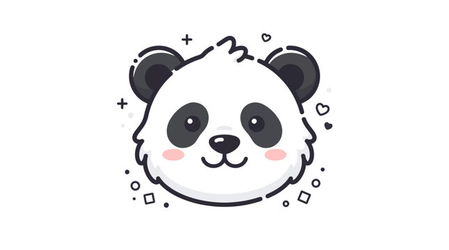 Cute panda head vector illustration with a playful flat design style on a white background