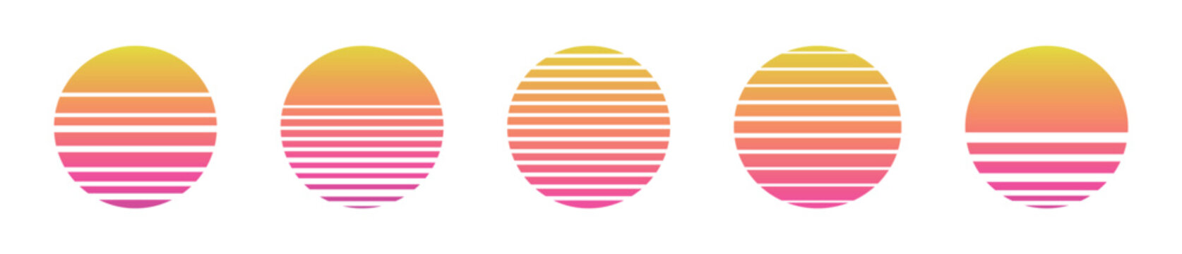 Retro sunset graphic with vibrant gradient and horizontal lines