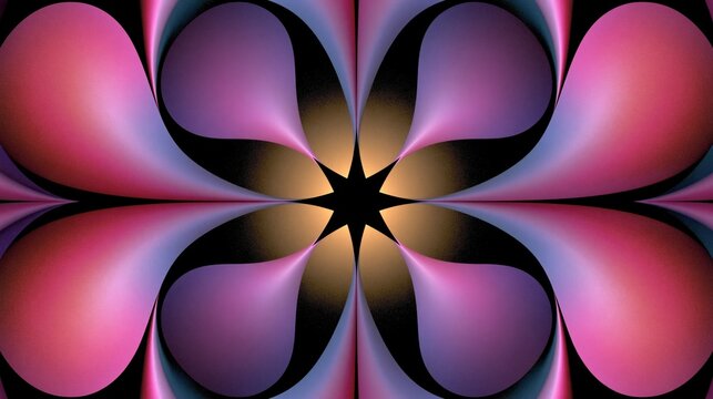 symmetrical psychedelic floral pattern with glowing central star