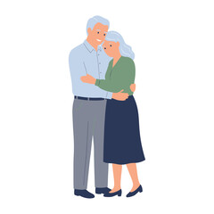 Obraz premium Elderly Couple Embracing Each Other with Affectionate Support and Love