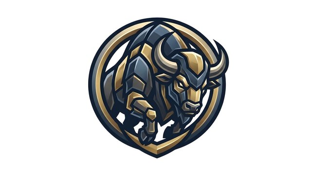 Powerful Bull Mascot Logo Design for Sports Team or Brand.