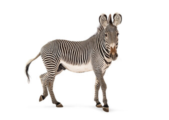Naklejka premium Grevy's zebra walking on white background