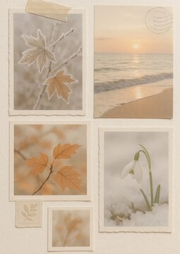 Nature collage with serene elements.