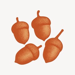 Obraz premium Vintage orange acorns illustration